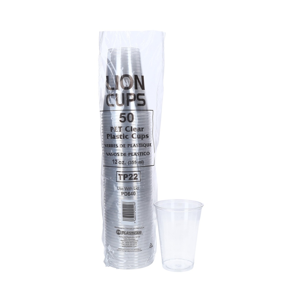 VASO PET 12oz LION (TP22) 20/50