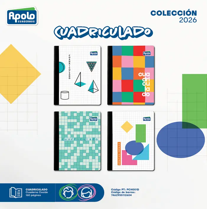CUAD APOLO CUADRICULADO 160P PL - Docena