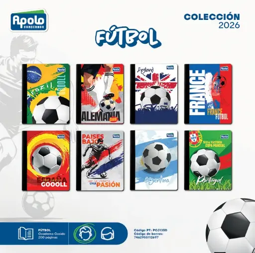 [PCJ135D-DC] CUAD APOLO FUTBOL 200P - DOCENA